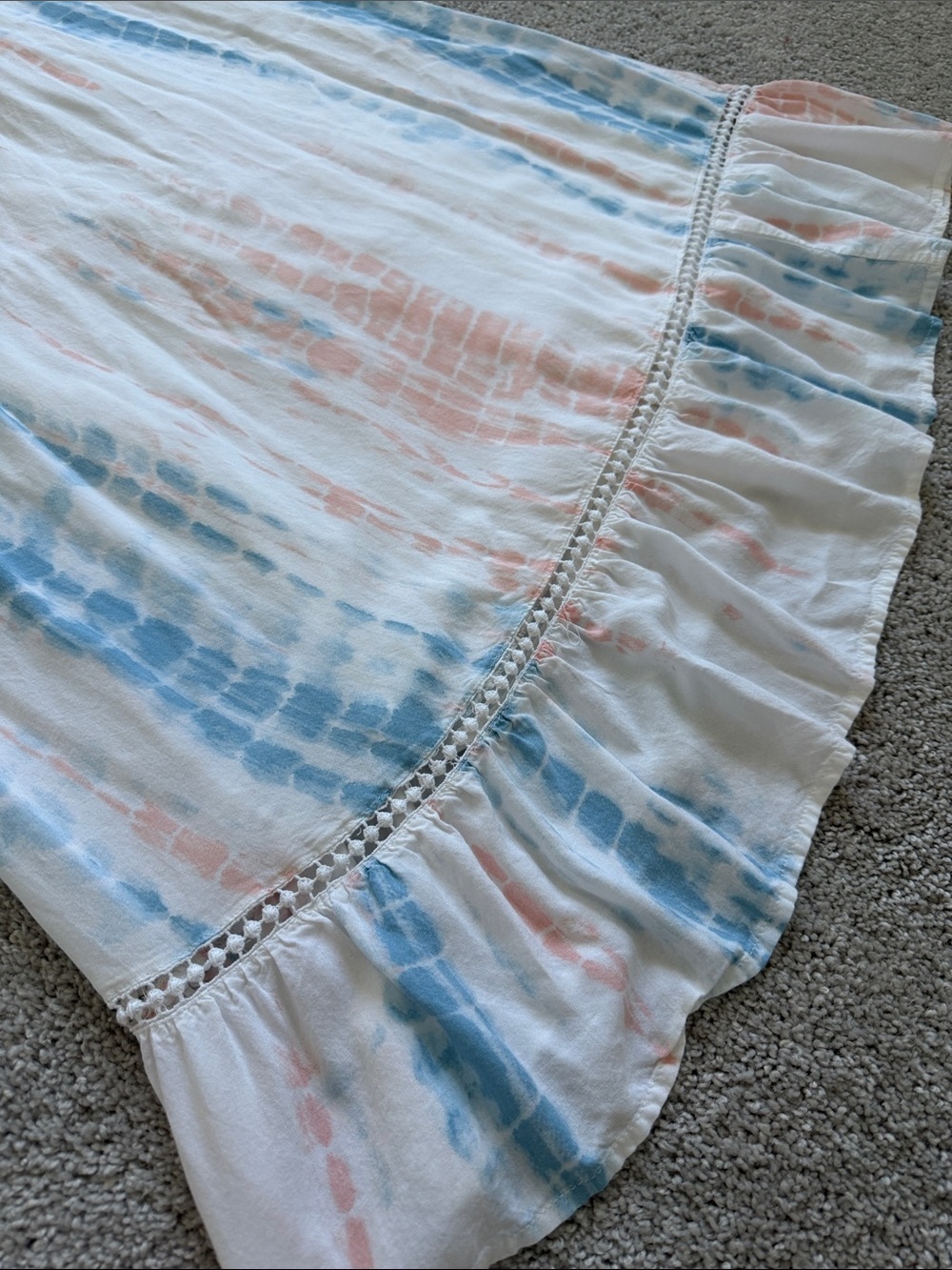Japna Tie-Dye Maxi Dress Ruffle Hem Blue & Pink Large - Picture 5 of 6